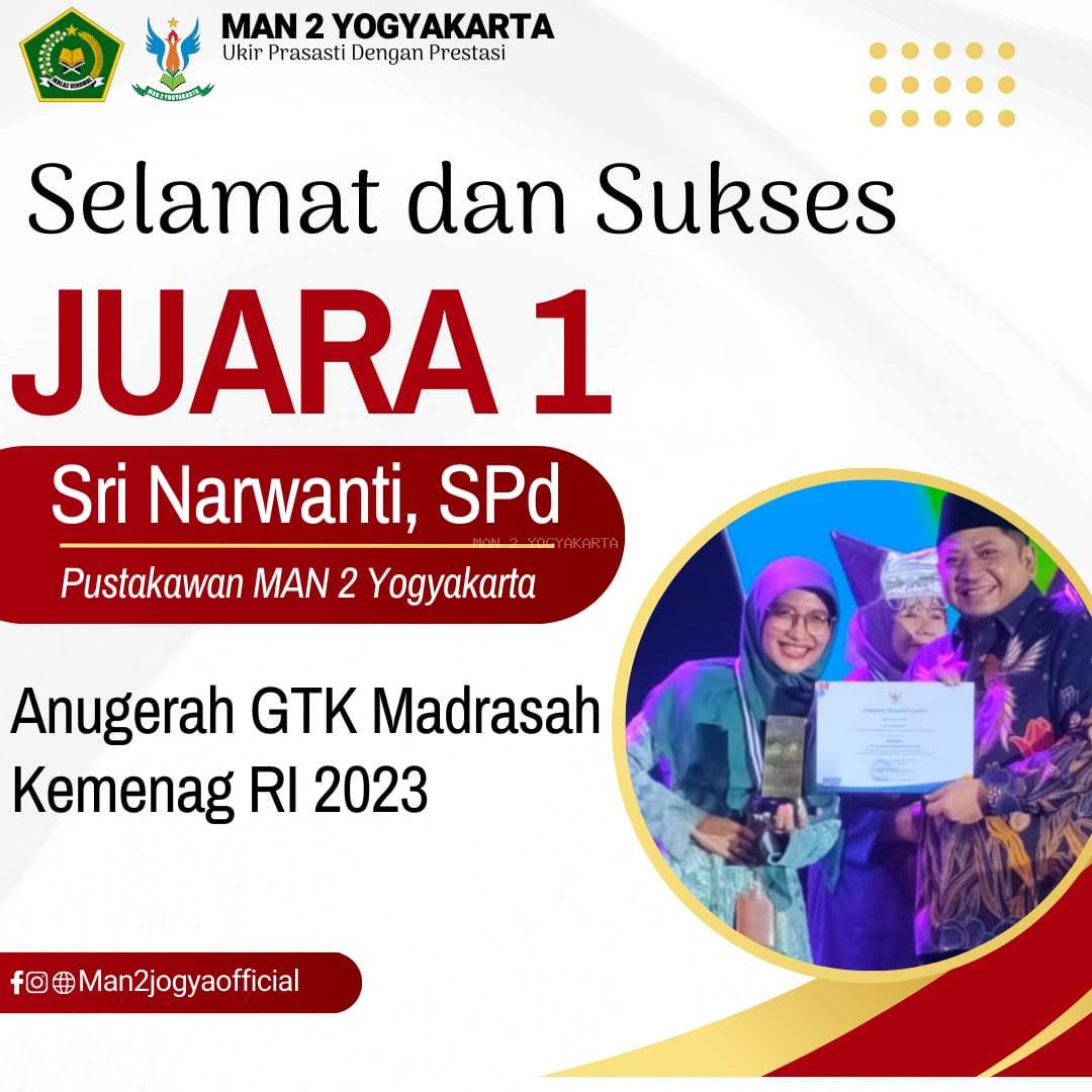 Pustakawan MAN 2 Yogyakarta Sabet Juara 1 Anugerah GTK	
