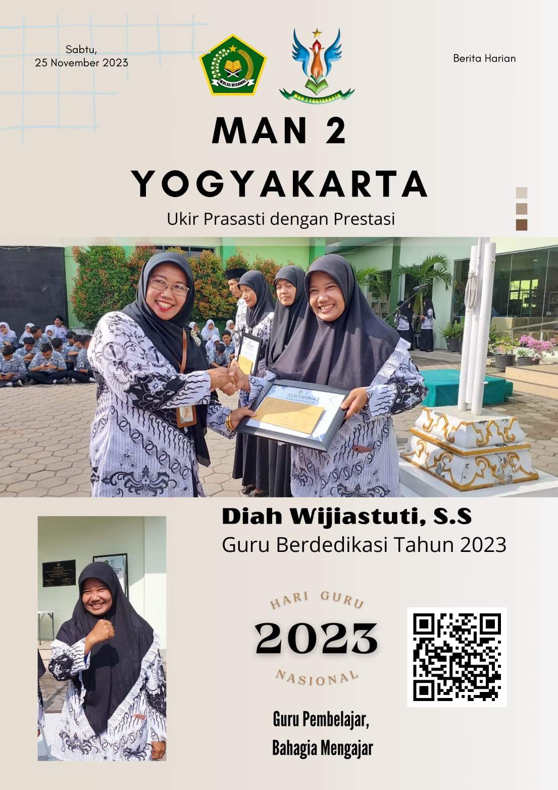 Guru Bahasa Jepang MAN 2 Yogyakarta Dikukuhkan sebagai Guru Dedikatif 2023