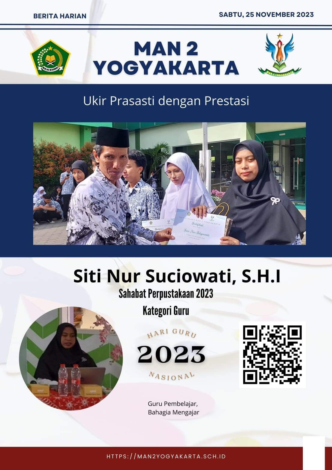 Staf Kesiswaan MAN 2 Yogyakarta Terpilih Menjadi Sahabat Perpustakaan 2023
