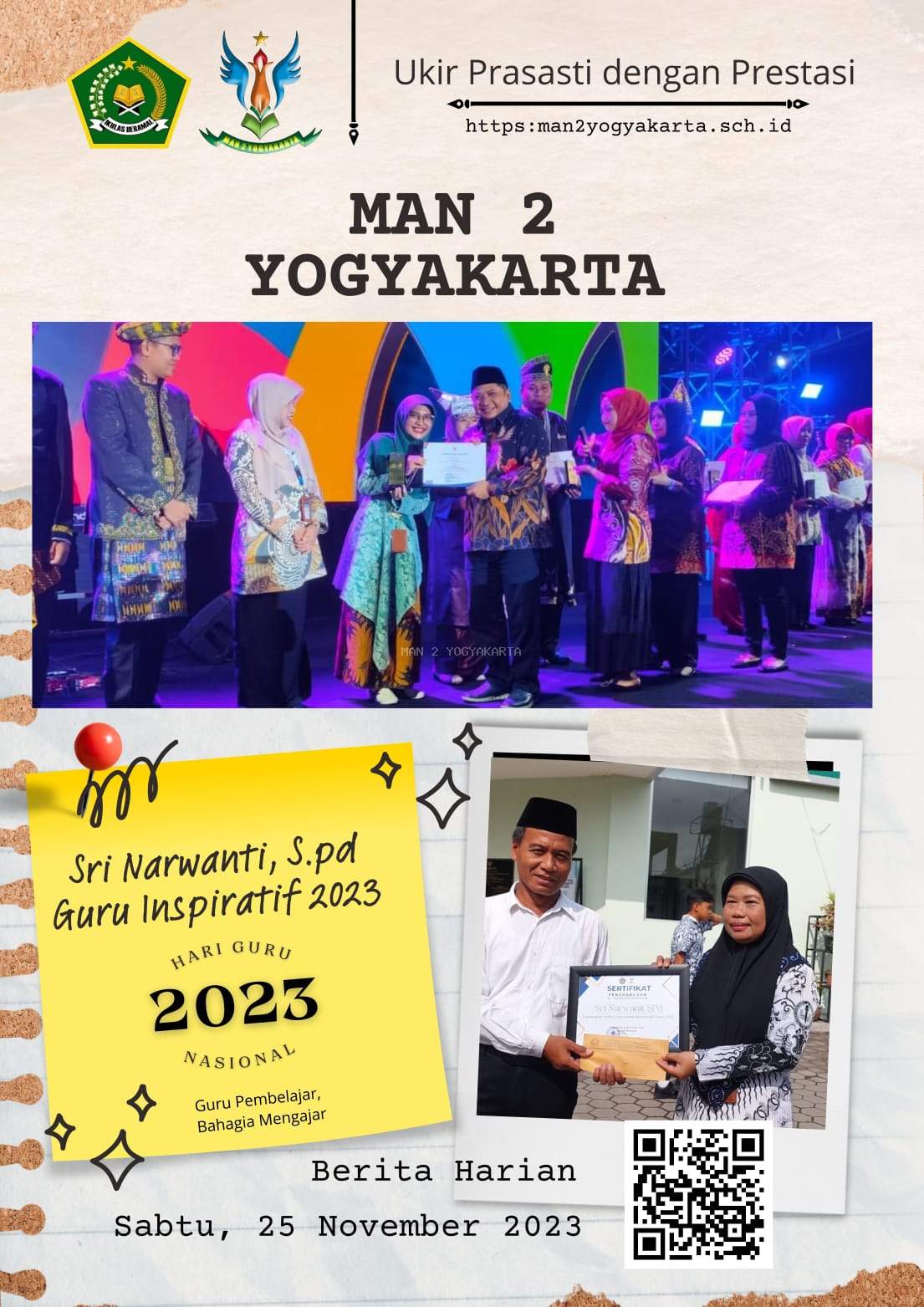 Apresiasi Guru Berpreasi, Dedikatif dan Inspiratif MAN 2 Yogyakarta pada Peringatan Puncak Hari Guru Nasional 