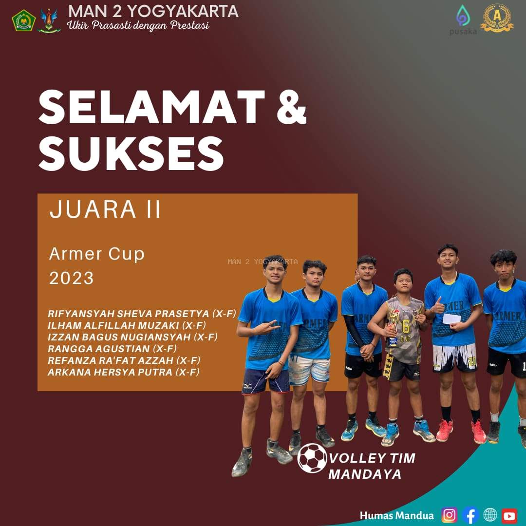 Tim Bola Volley MAN 2 Yogyakarta Juara 2 Armer Cup 2023