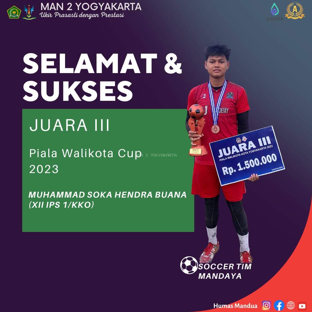 Siswa MAN 2 Yogyakarta Juara 3 Walikota Cup 2023