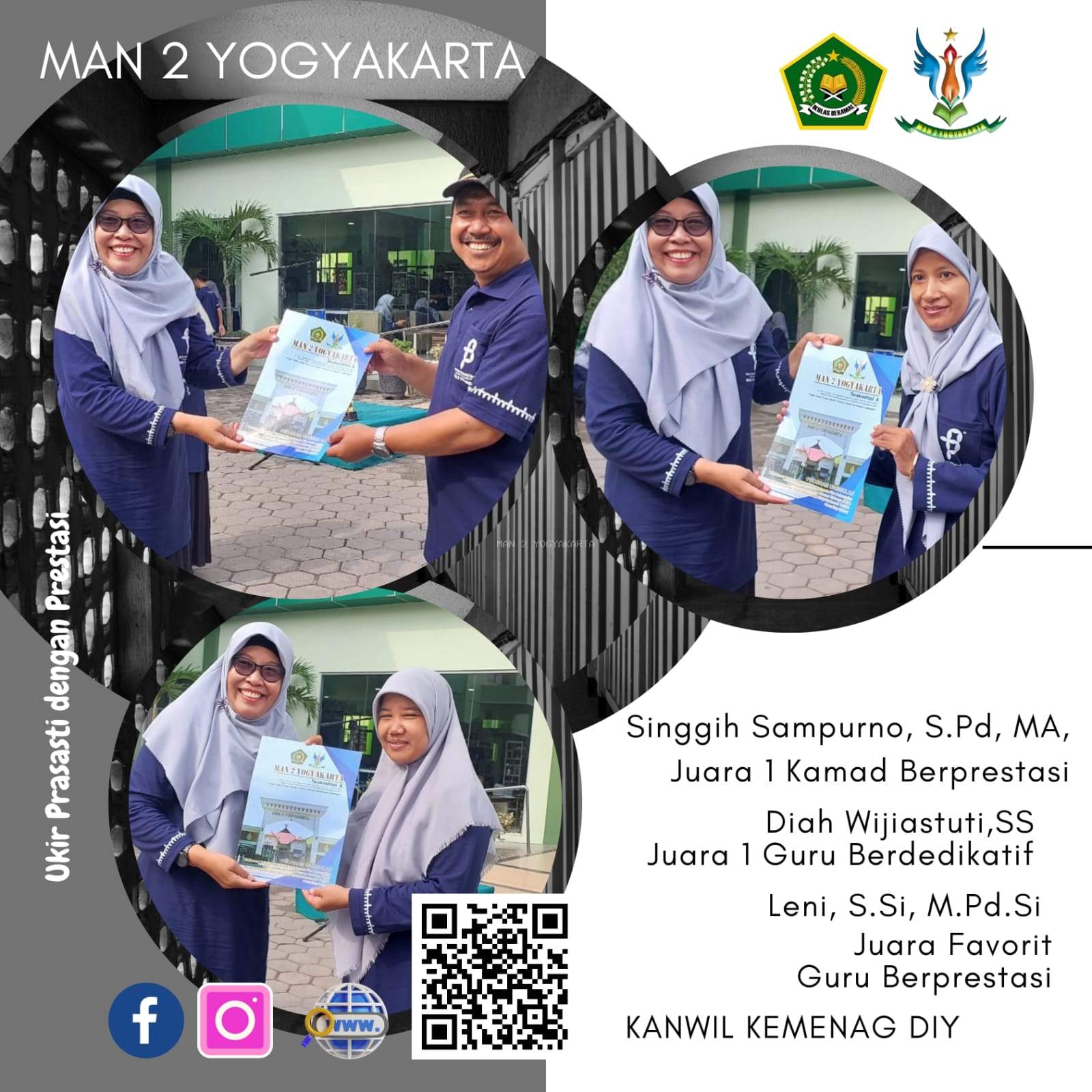 Kepala Tata Usaha MAN 2 Yogyakarta Serahkan Apresiasi kepada Para Juara Anugerah GTK Kanwil Kemenag DIY