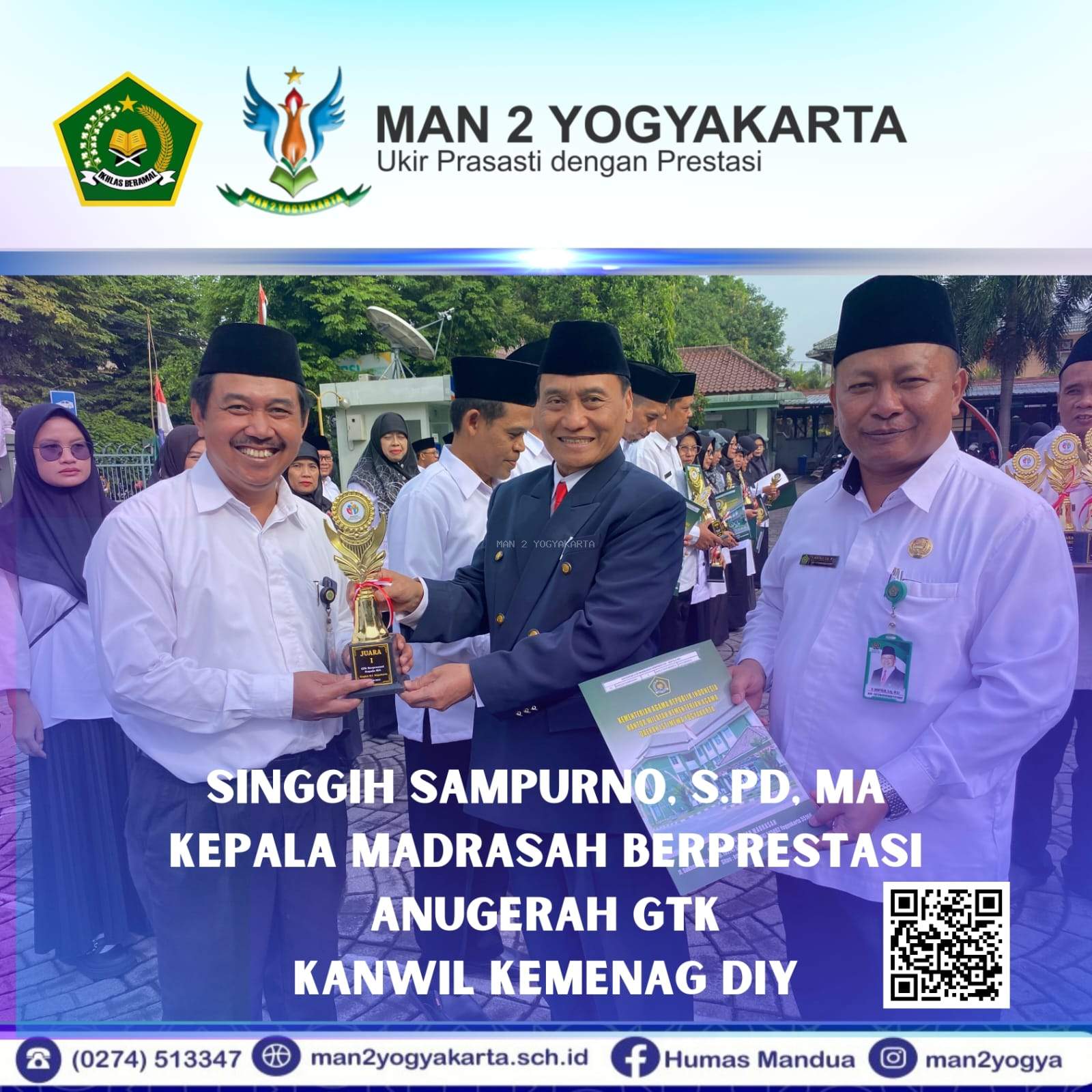 Kepala MAN 2 Yogyakarta Juara 1 Kepala Madrasah Berprestasi Anugerah GTK Kanwil Kemenag DIY, 2024