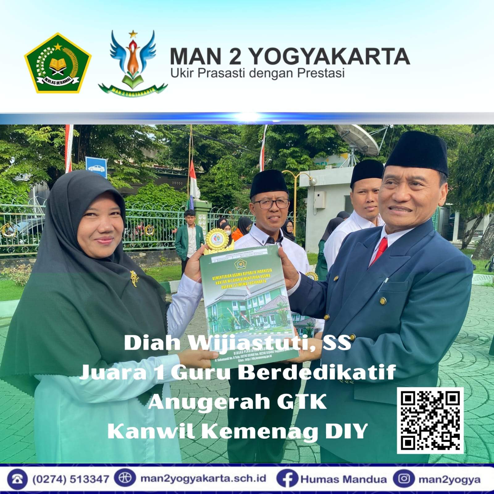 Diah Wijiastuti, S.S Guru Bahasa Jepang MAN 2 Yogyakarta Juara 1 Guru Berdedikatif Anugera GTK Kanwil Kemenag DIY, 2024