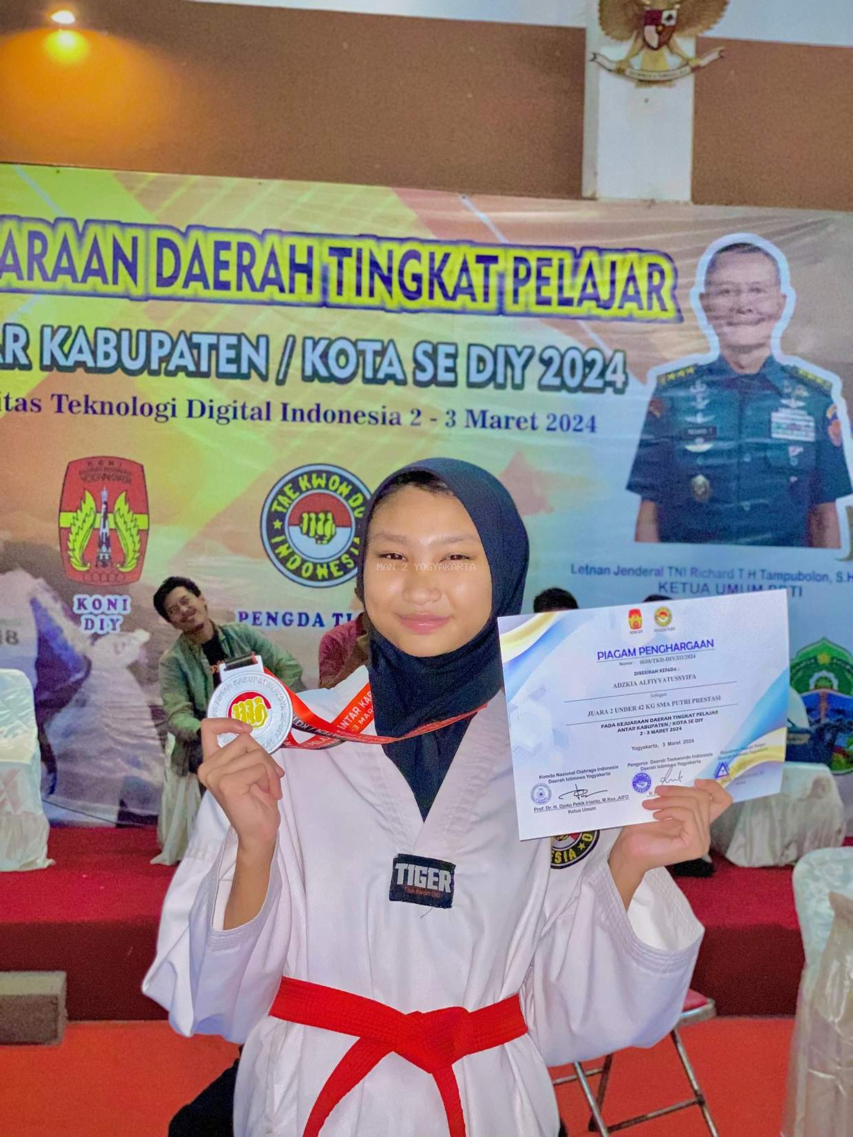 Adzkia Alifatusyifa, Siswa MAN 2 Yogyakarta Juara 2 Taekwondo POPDA DIY