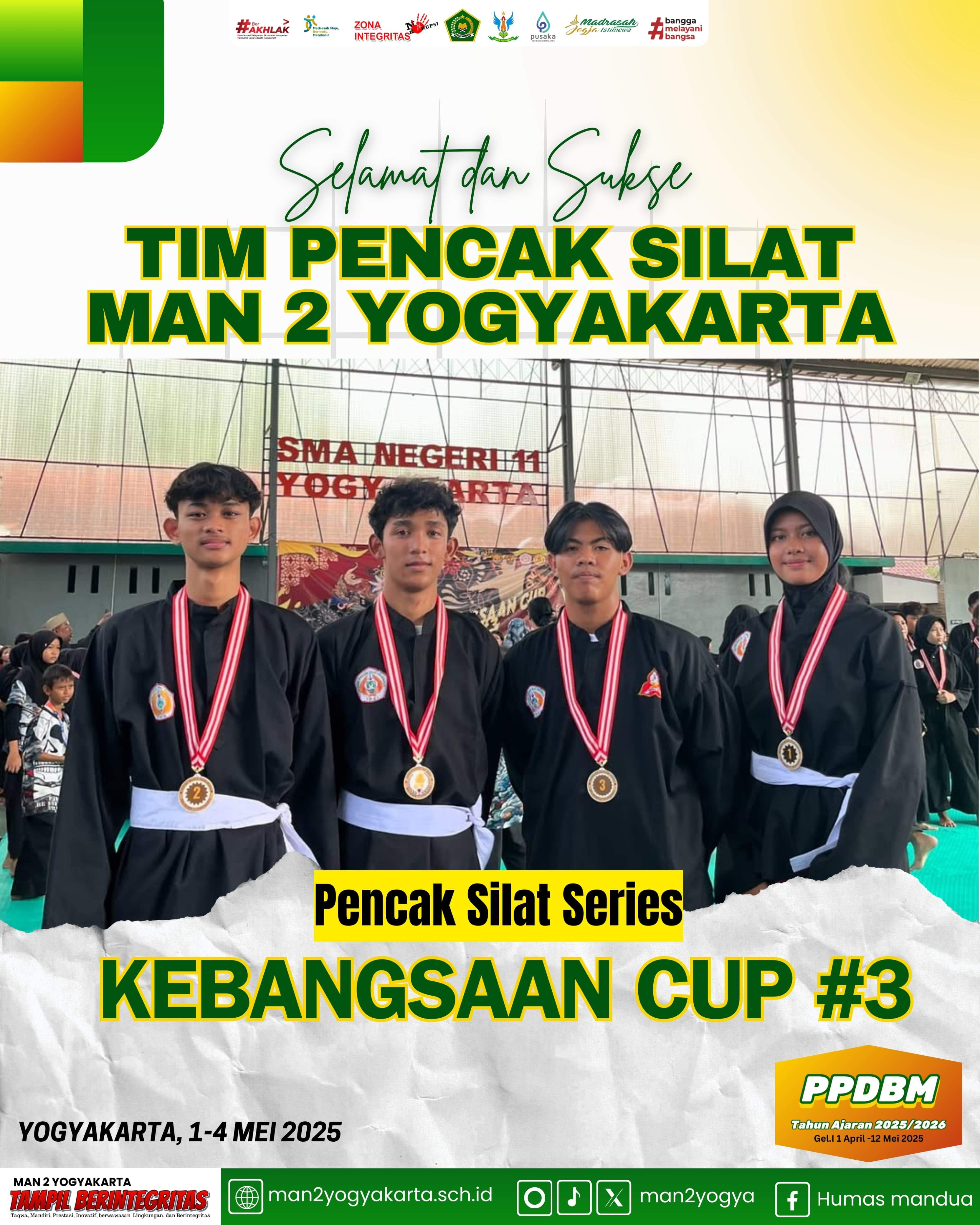 Empat Medali Sekaligus, Srikandi dan Ksatria Pencak Silat MAN 2 Yogyakarta Borong Emas, Perak, dan Perunggu di Ajang Pencak Silat Kebangsaan #3 Tingkat DIY