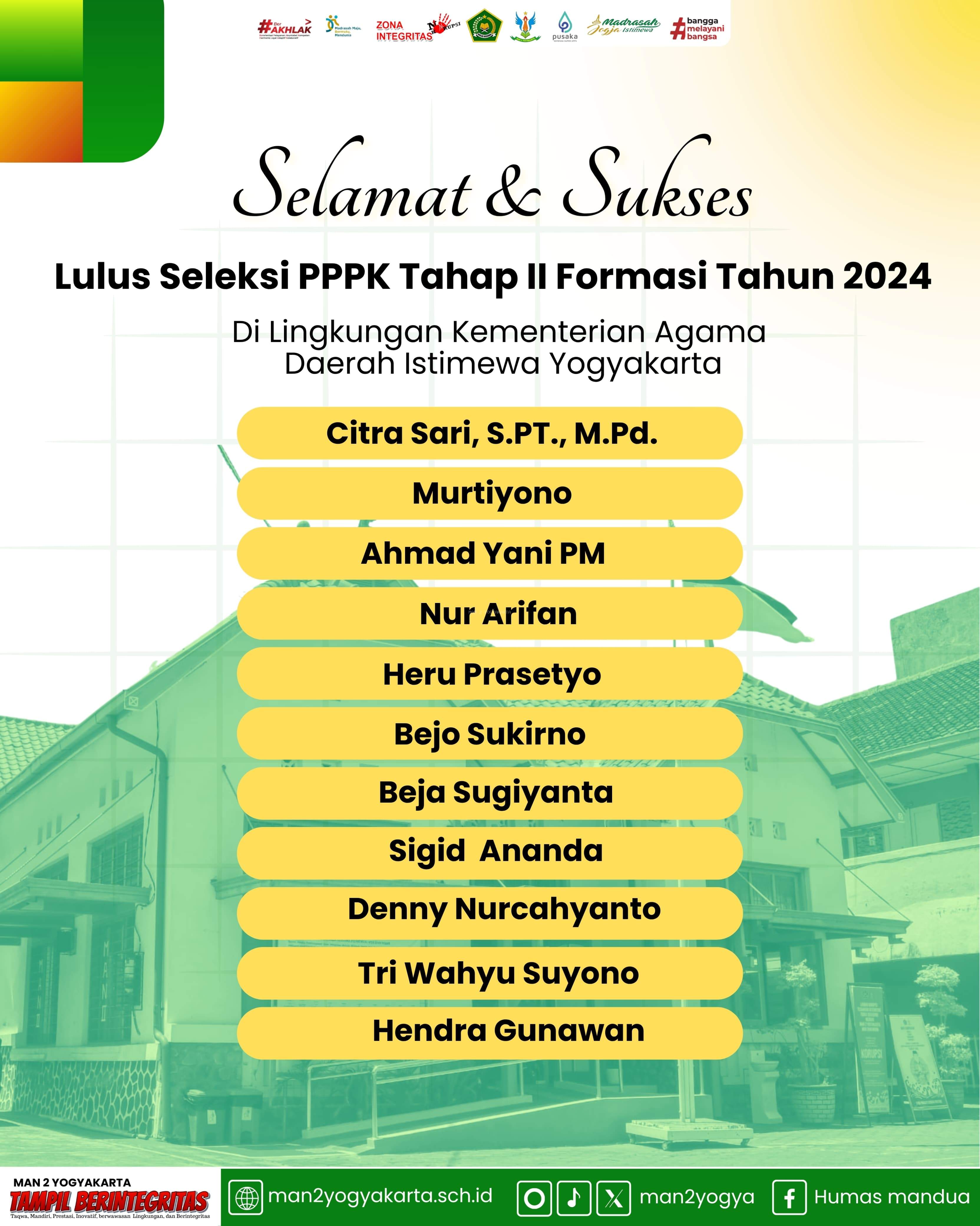 11 Tenaga Kependidikan MAN 2 Yogyakarta Lolos P3K, Buah Manis dari Ketekunan dan Pengabdian