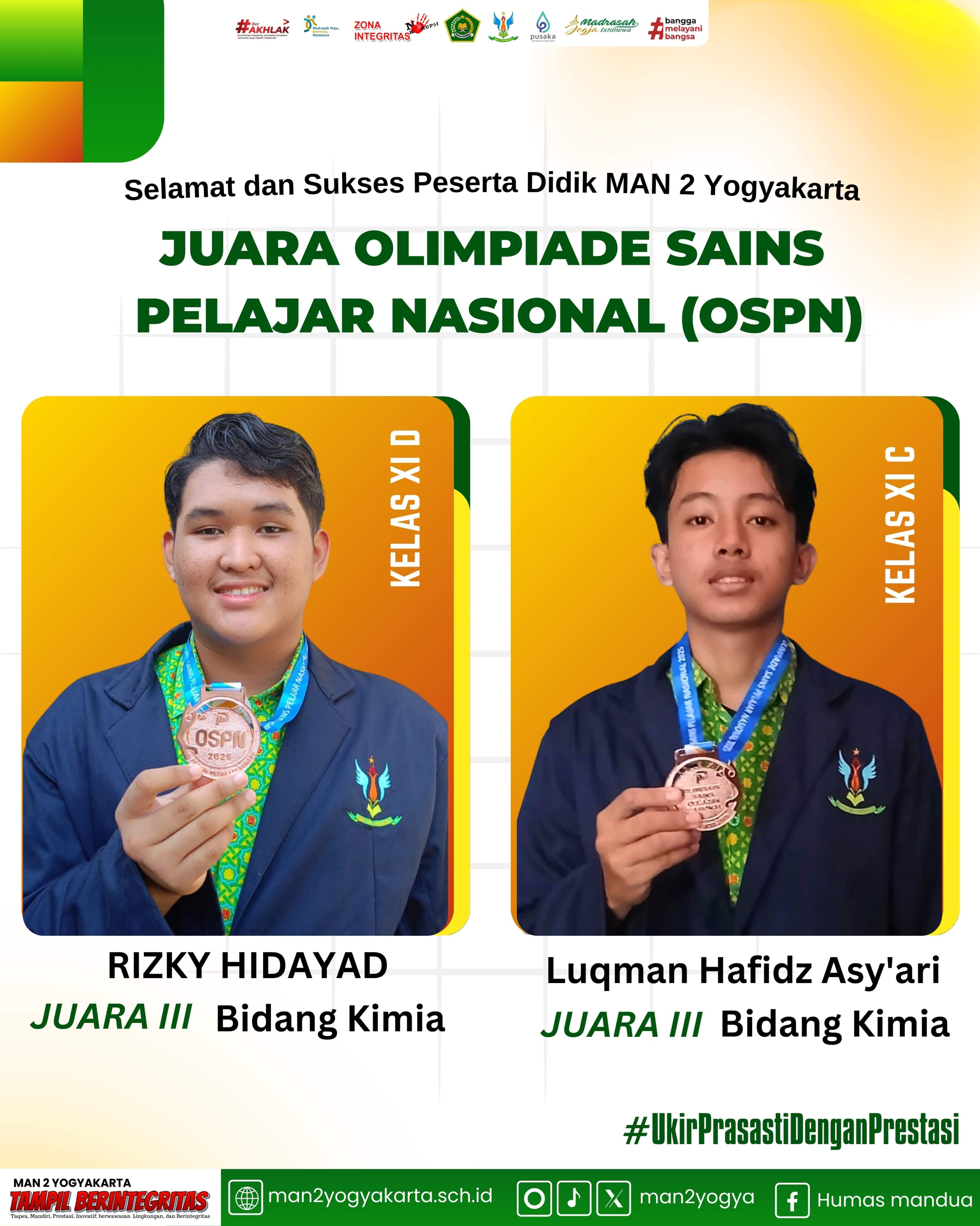 Kilau Prestasi Siswa MAN 2 Yogyakarta di Ajang Nasional: Raih Medali Perunggu di OSPN 2025   