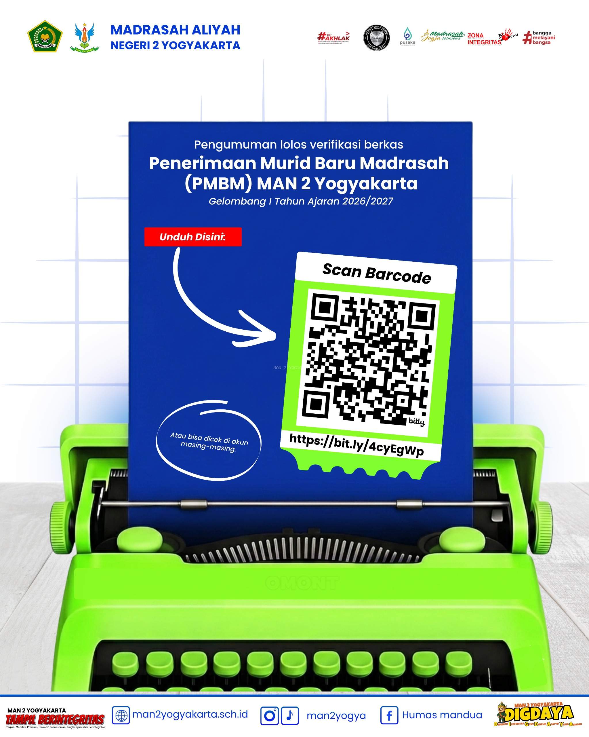 Hasil Verifikasi Berkas Gelombang I PMBM MAN 2 Yogyakarta Resmi Diumumkan