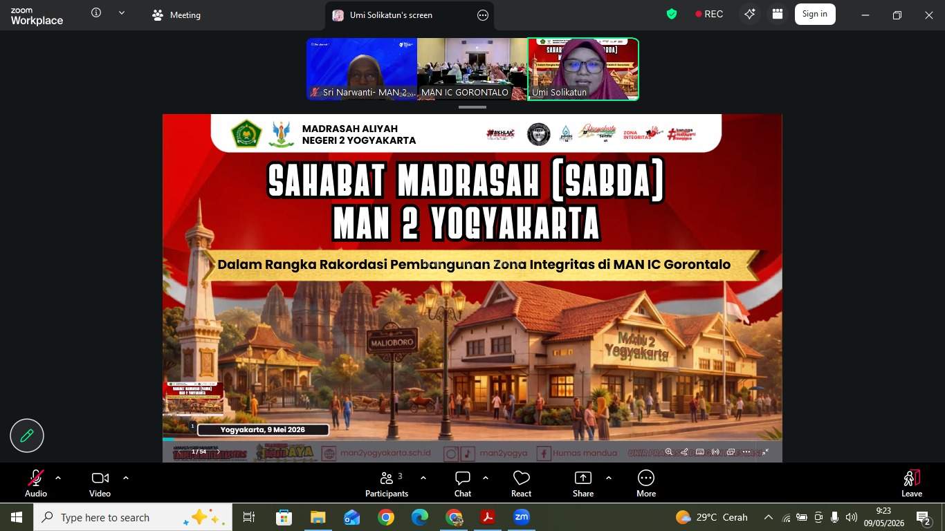 Zoom Inspiratif SABDA: MAN 2 Yogyakarta Bagikan Praktik Baik ZI kepada MAN IC Gorontalo